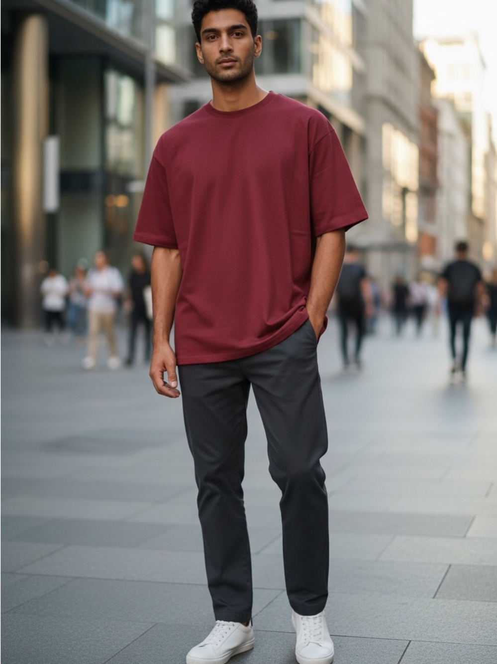 Men's Short Sleeve Crewneck T-Shirt in Wine